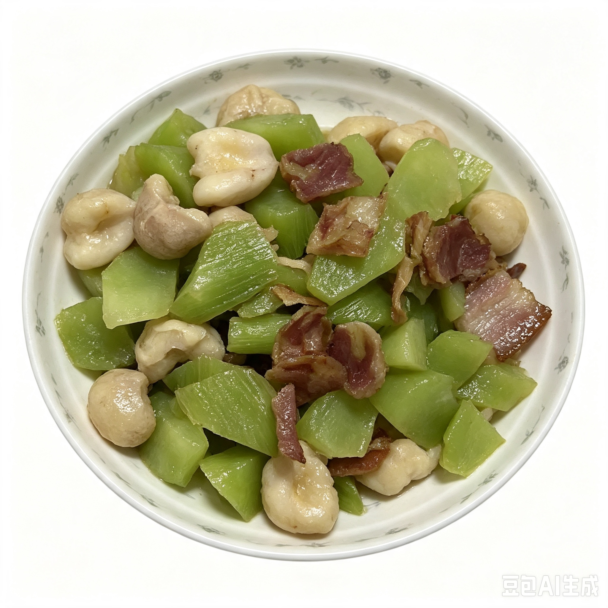 莴笋菱角炒咸肉